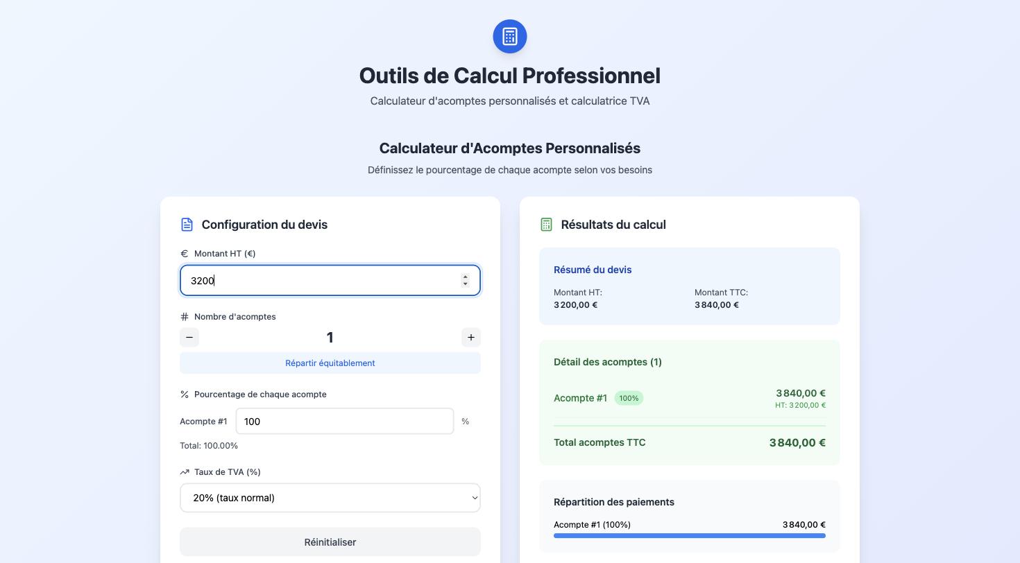 Calculateur d'Acomptes & TVA — photo 1