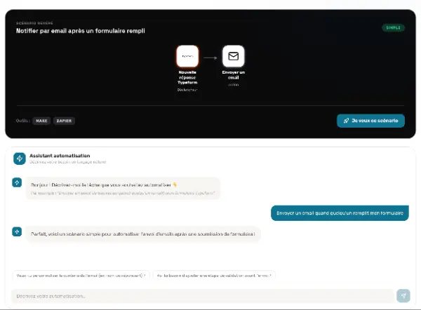 Simulation d'automatisation Outil IA — outil digital proposé par CreativConflans Conflans-Sainte-Honorine (78)