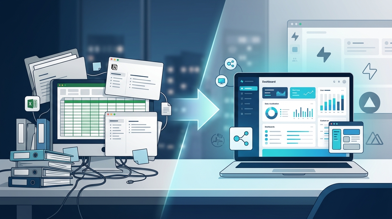 Webapp sur mesure pour PME : 5 signaux qu'il est temps de quitter Excel et Notion